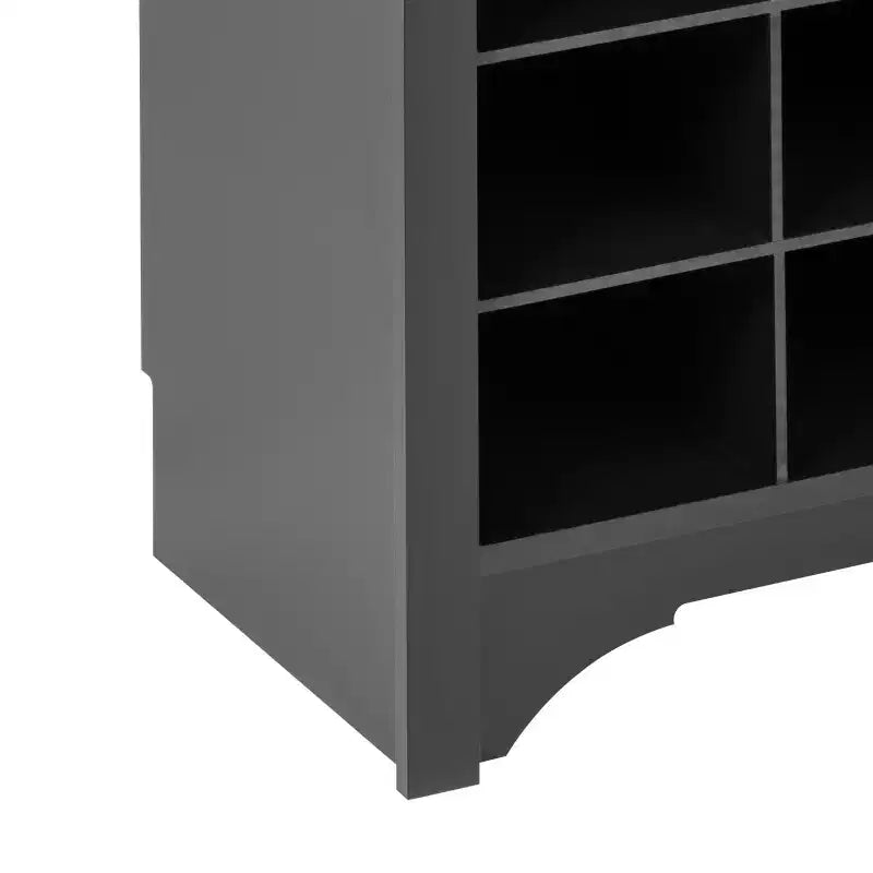 27" Narrow Hall Tree with 9 Shoe Cubbies & 3 Double Coat Hooks