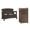 Suncast Loveseat with Storage Area & Trash Hideaway 33 Gallon Capacity Container