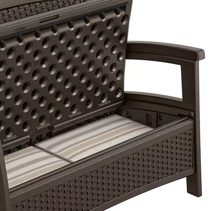 Causeuse Suncast avec espace de rangement et cache-poubelle, capacité de 33 gallons
