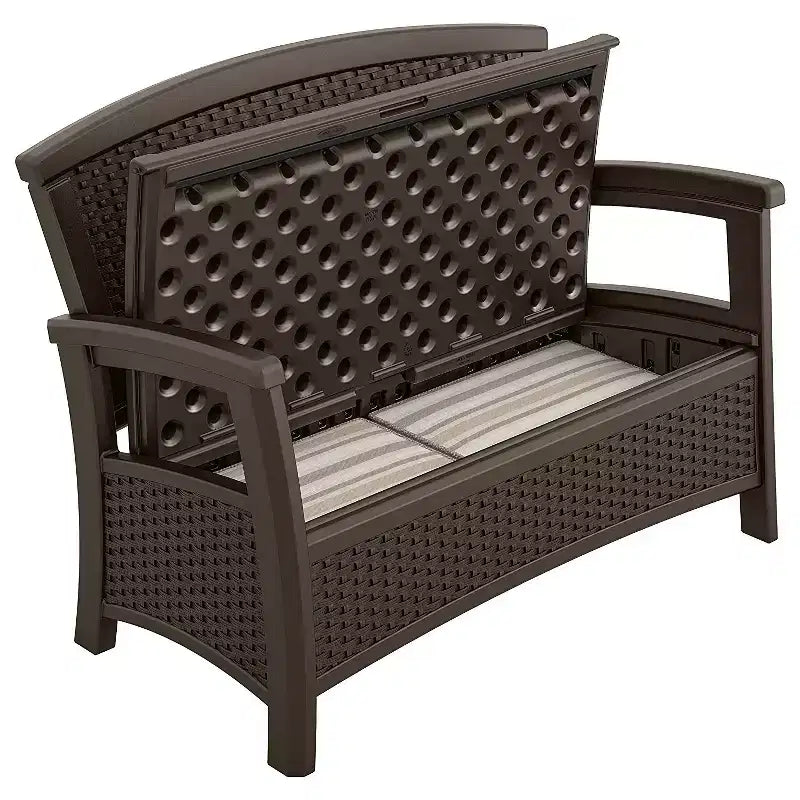 Causeuse Suncast avec espace de rangement et cache-poubelle, capacité de 33 gallons