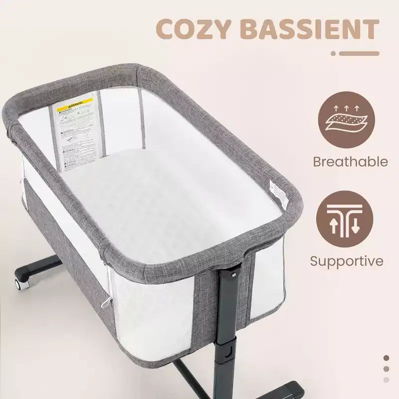 Berceau pour bébé avec roulettes 鈥?Beige / Gris / Rose, Cododo, pour 1 bébé