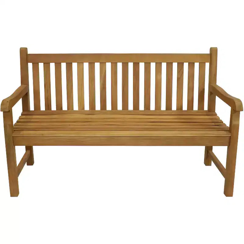 Banc de jardin Sunnydaze d'extérieur en teck massif avec finition teintée claire - 60 po - Brun clair