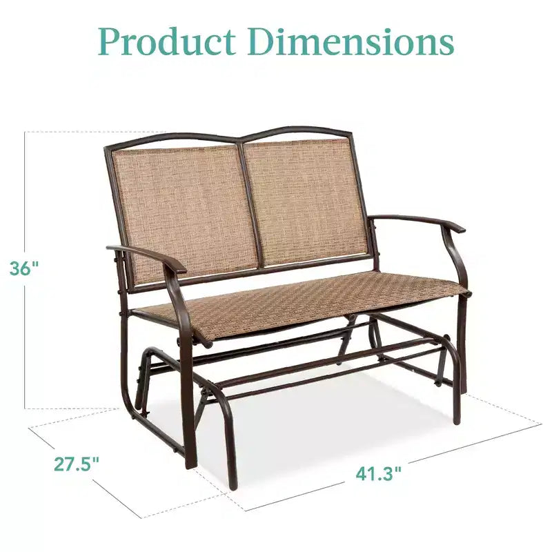 Fauteuil à bascule extérieur 2 places Best Choice Products, balancelle de patio en acier, banc à bascule avec accoudoirs