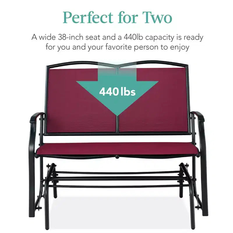 Fauteuil à bascule extérieur 2 places Best Choice Products, balancelle de patio en acier, banc à bascule avec accoudoirs