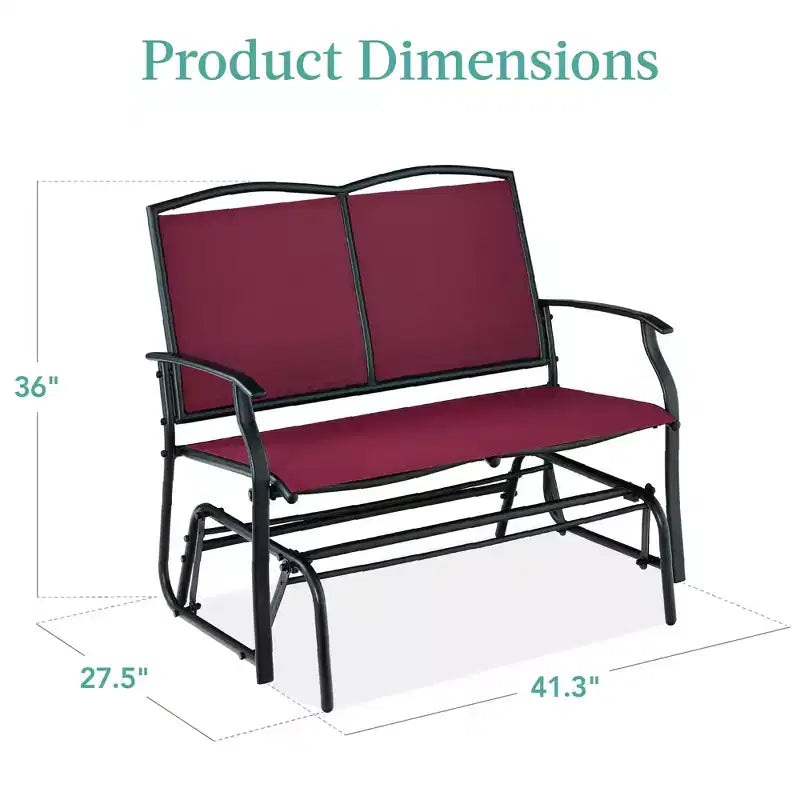 Fauteuil à bascule extérieur 2 places Best Choice Products, balancelle de patio en acier, banc à bascule avec accoudoirs