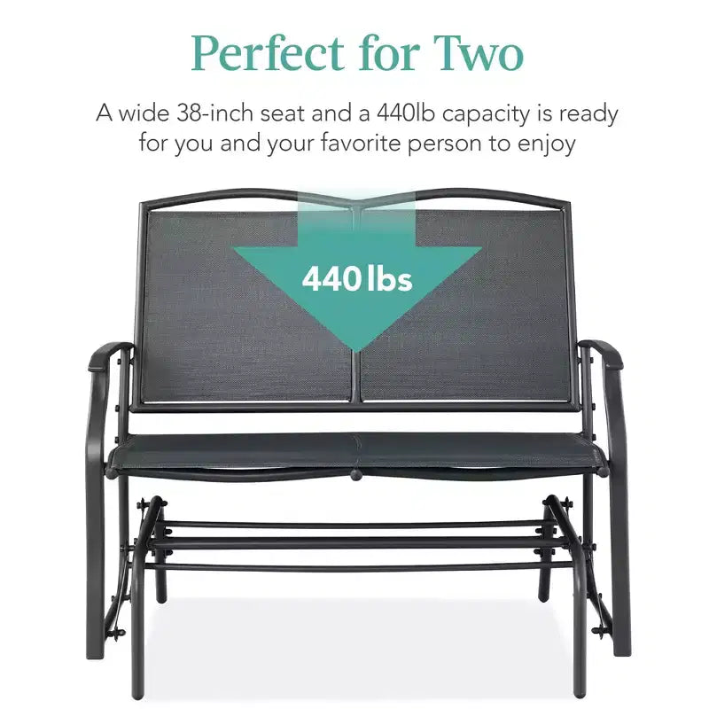 Fauteuil à bascule extérieur 2 places Best Choice Products, balancelle de patio en acier, banc à bascule avec accoudoirs