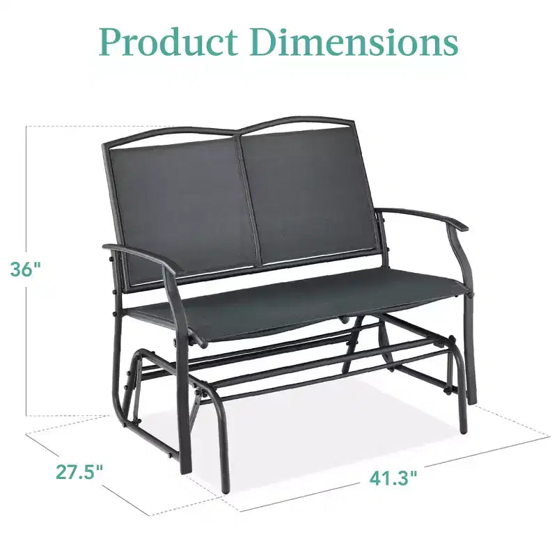 Fauteuil à bascule extérieur 2 places Best Choice Products, balancelle de patio en acier, banc à bascule avec accoudoirs