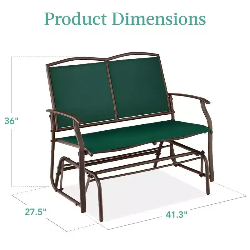 Fauteuil à bascule extérieur 2 places Best Choice Products, balancelle de patio en acier, banc à bascule avec accoudoirs
