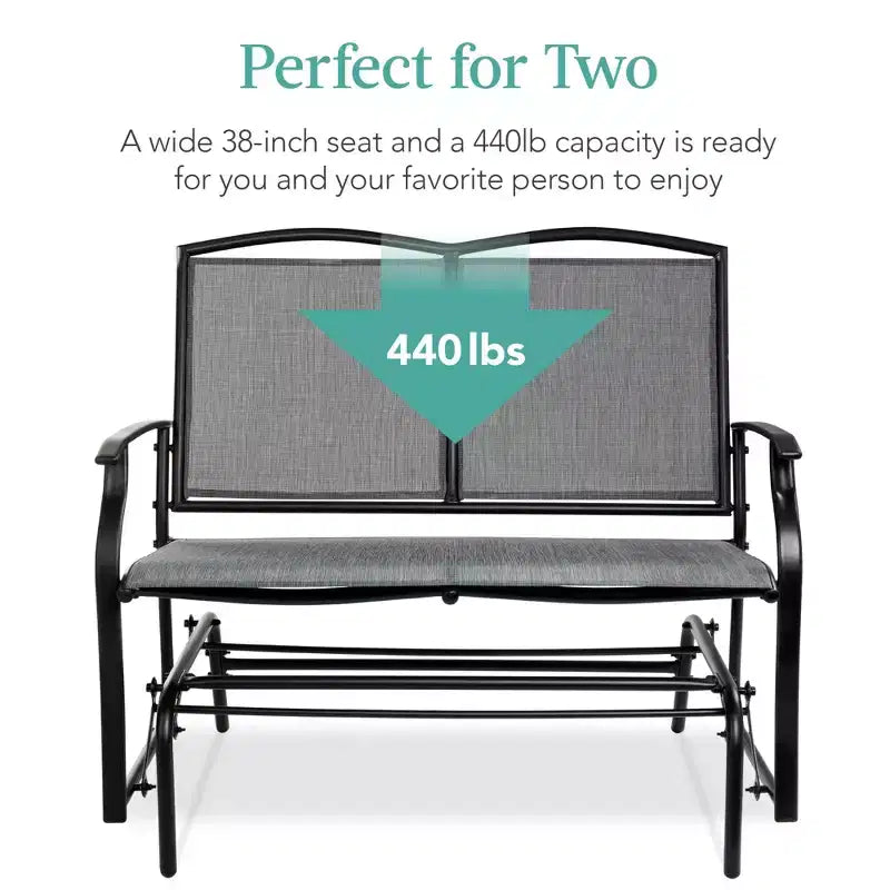 Fauteuil à bascule extérieur 2 places Best Choice Products, balancelle de patio en acier, banc à bascule avec accoudoirs
