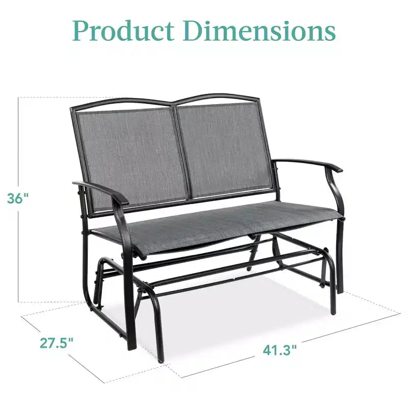 Fauteuil à bascule extérieur 2 places Best Choice Products, balancelle de patio en acier, banc à bascule avec accoudoirs
