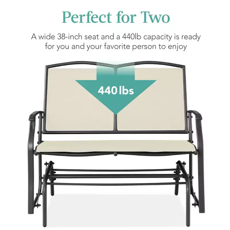 Fauteuil à bascule extérieur 2 places Best Choice Products, balancelle de patio en acier, banc à bascule avec accoudoirs