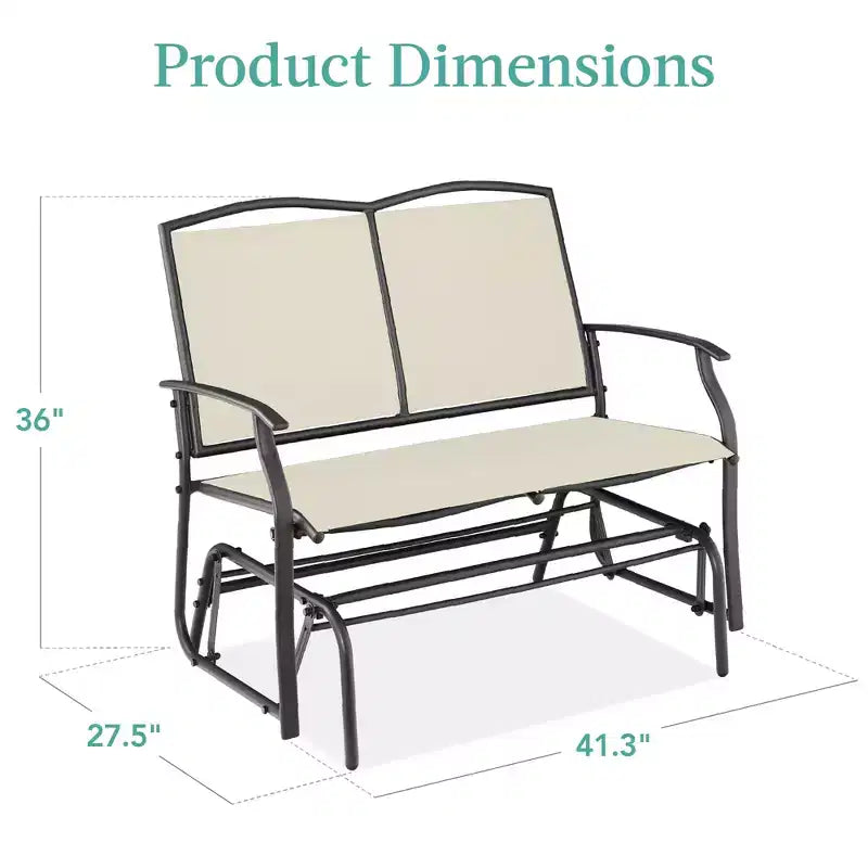 Fauteuil à bascule extérieur 2 places Best Choice Products, balancelle de patio en acier, banc à bascule avec accoudoirs