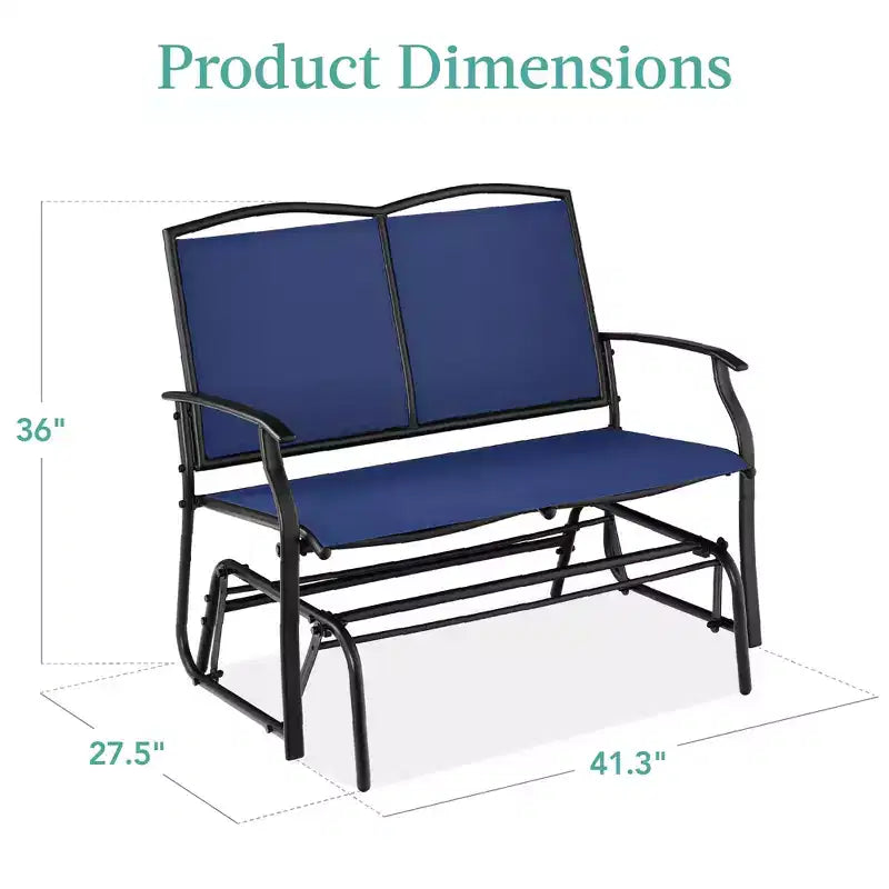 Fauteuil à bascule extérieur 2 places Best Choice Products, balancelle de patio en acier, banc à bascule avec accoudoirs