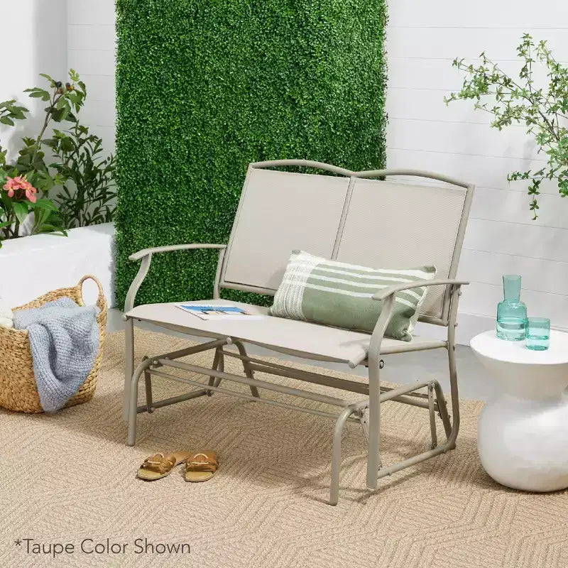 Fauteuil à bascule extérieur 2 places Best Choice Products, balancelle de patio en acier, banc à bascule avec accoudoirs