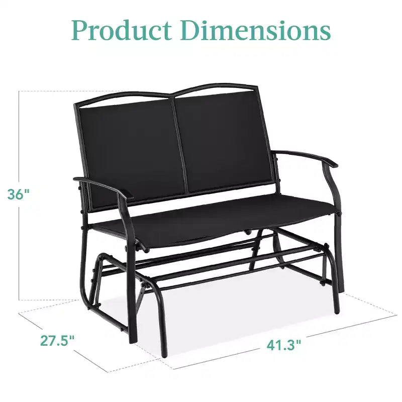 Fauteuil à bascule extérieur 2 places Best Choice Products, balancelle de patio en acier, banc à bascule avec accoudoirs