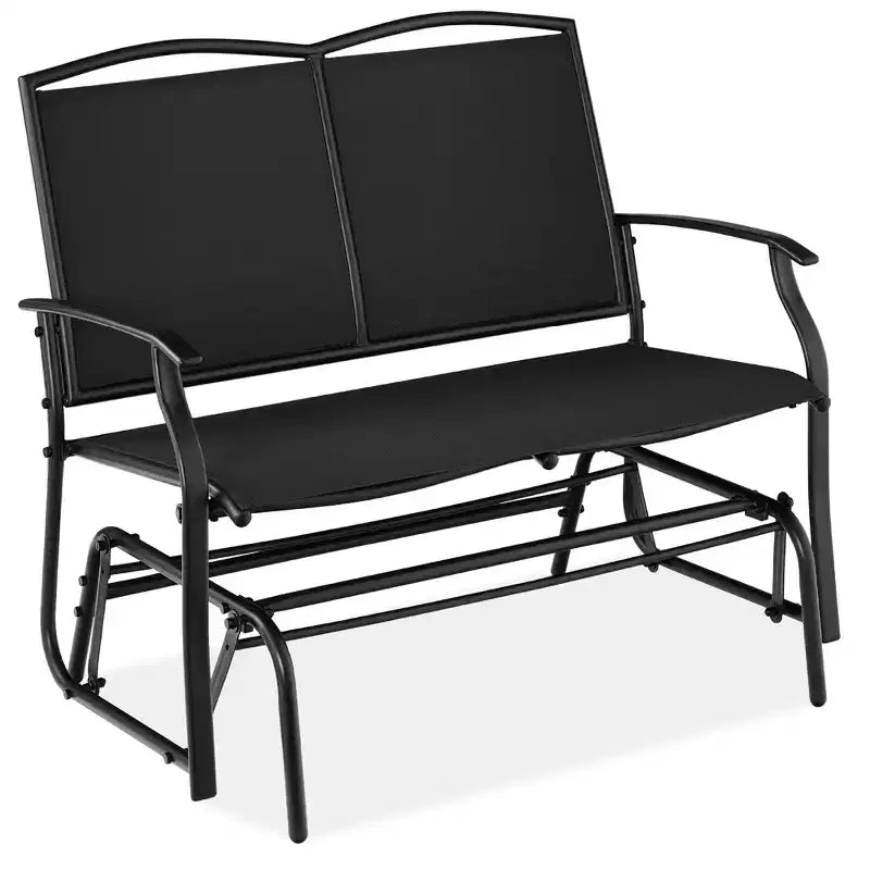 Fauteuil à bascule extérieur 2 places Best Choice Products, balancelle de patio en acier, banc à bascule avec accoudoirs