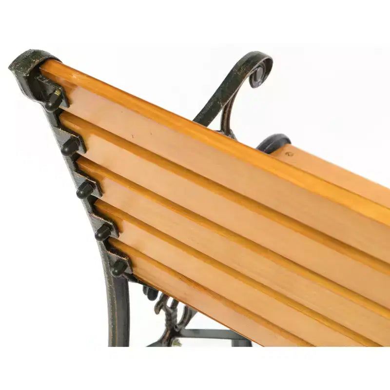 Banc d'extérieur en bois pour parc, patio, jardin, avec accoudoirs et pieds en acier décoratifs