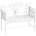 Outsunny 44.75 Antique-Style Outdoor Patio Garden Bench, Metal Loveseat with Ivy Pattern on the Backrest, Cream White