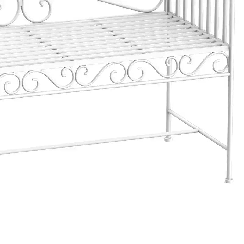Outsunny Banc de jardin en métal de style antique 44,75 po, causeuse avec motif de lierre sur le dossier, blanc crème
