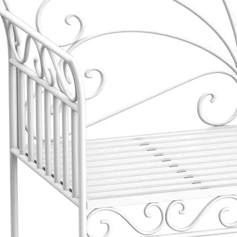 Outsunny Banc de jardin en métal de style antique 44,75 po, causeuse avec motif de lierre sur le dossier, blanc crème
