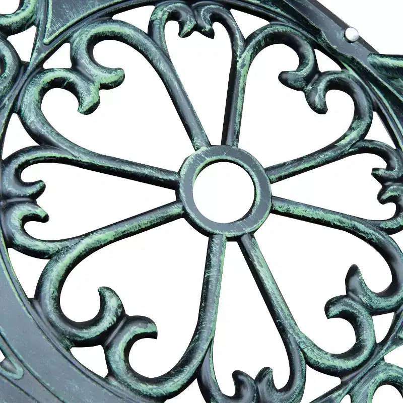 Banc d'extérieur Outsunny, Mobilier de jardin en fonte d'aluminium, Banc en métal avec motif floral rose et finition antique, Vert