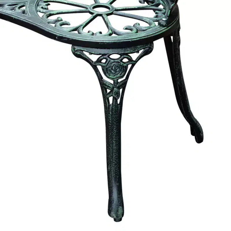 Banc d'extérieur Outsunny, Mobilier de jardin en fonte d'aluminium, Banc en métal avec motif floral rose et finition antique, Vert