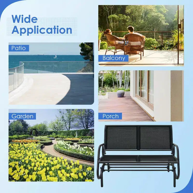 Balançoire de patio Costway, banc planeur, causeuse, chaise à bascule pour jardin et piscine.