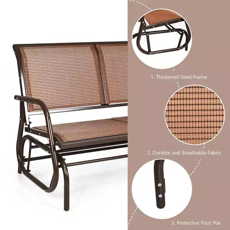 Balançoire de patio Costway, banc planeur, causeuse, chaise à bascule pour jardin et piscine.