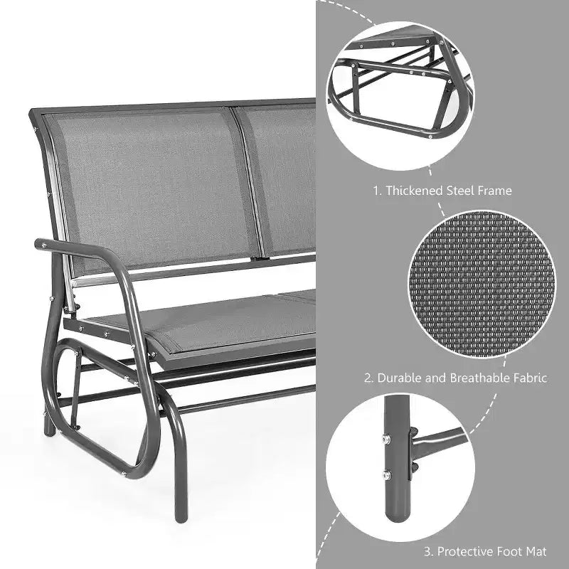 Balançoire de patio Costway, banc planeur, causeuse, chaise à bascule pour jardin et piscine.