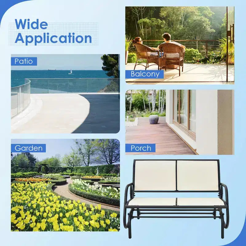 Balançoire de patio Costway, banc planeur, causeuse, chaise à bascule pour jardin et piscine.