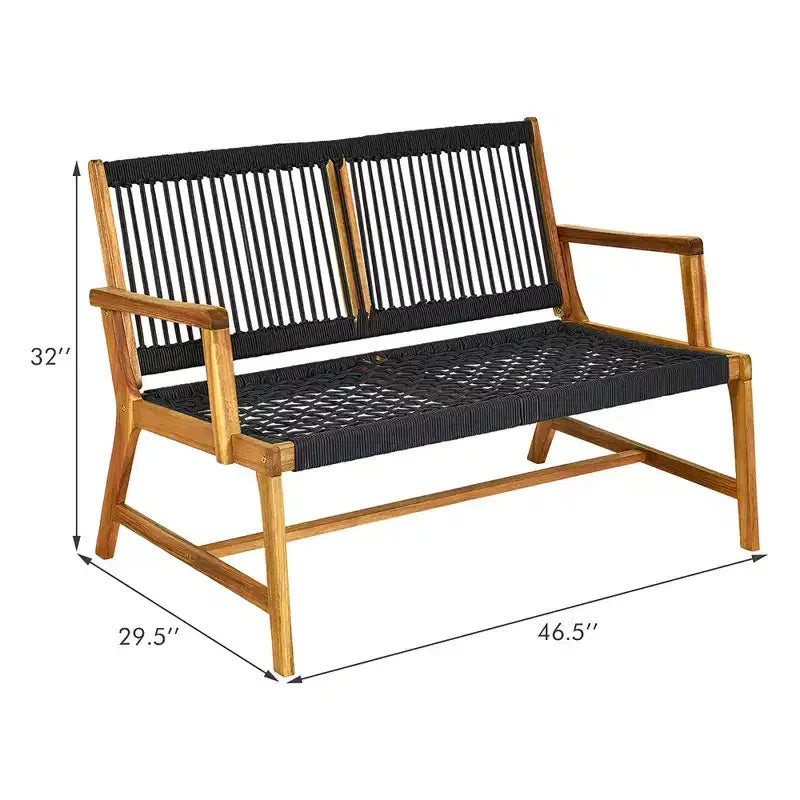 Banc de patio Costway 2 places en bois d'acacia Causeuse Chaise de jardin Noir/Gris/Turquoise