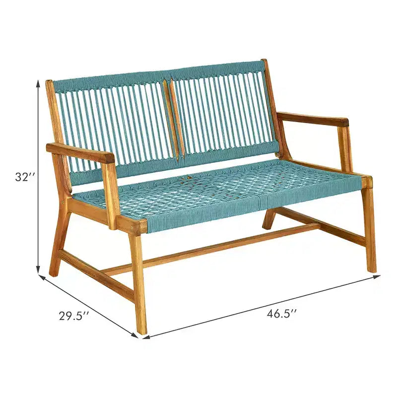 Banc de patio Costway 2 places en bois d'acacia Causeuse Chaise de jardin Noir/Gris/Turquoise
