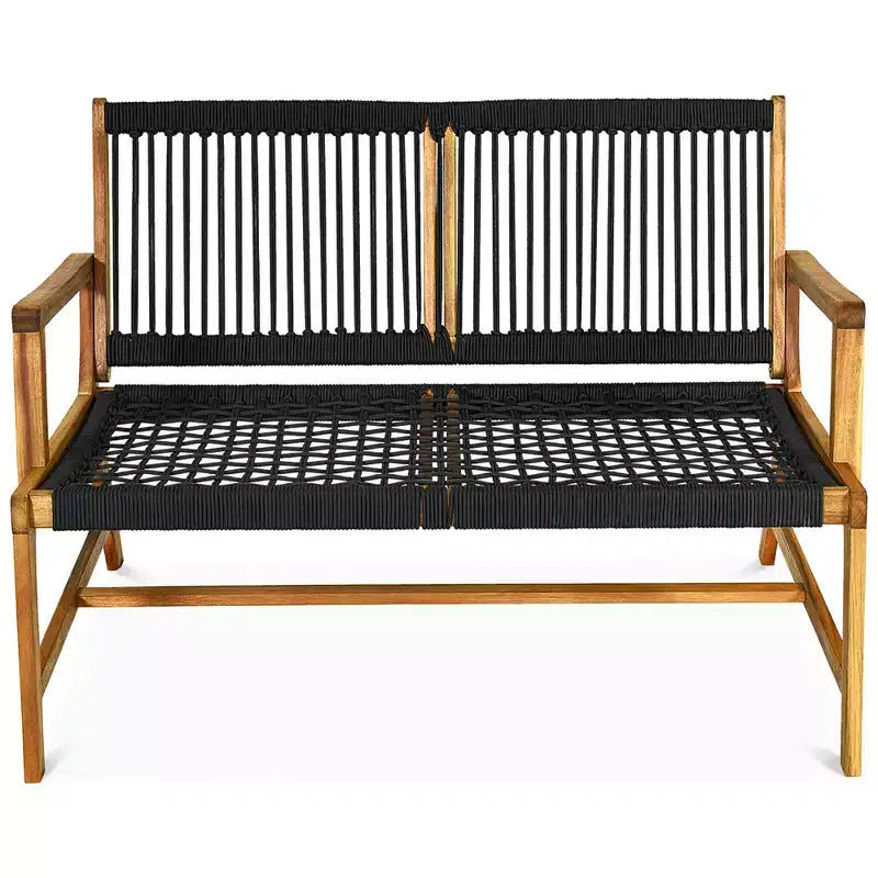 Banc de patio Costway 2 places en bois d'acacia Causeuse Chaise de jardin Noir/Gris/Turquoise