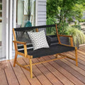 Costway 2-Person Patio Acacia Wood Bench Loveseat Chair Garden Furniture Black\\Grey\\Turquoise