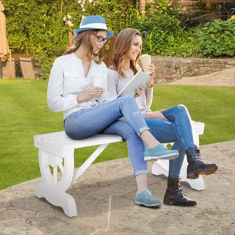 Banc de jardin Outsunny 2 places, banc de porche extérieur avec roues de chariot, pour cour arrière, patio, jardin