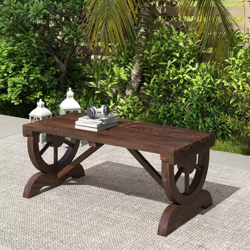 Banc de jardin Outsunny 2 places, banc de porche extérieur avec roues de chariot, pour cour arrière, patio, jardin