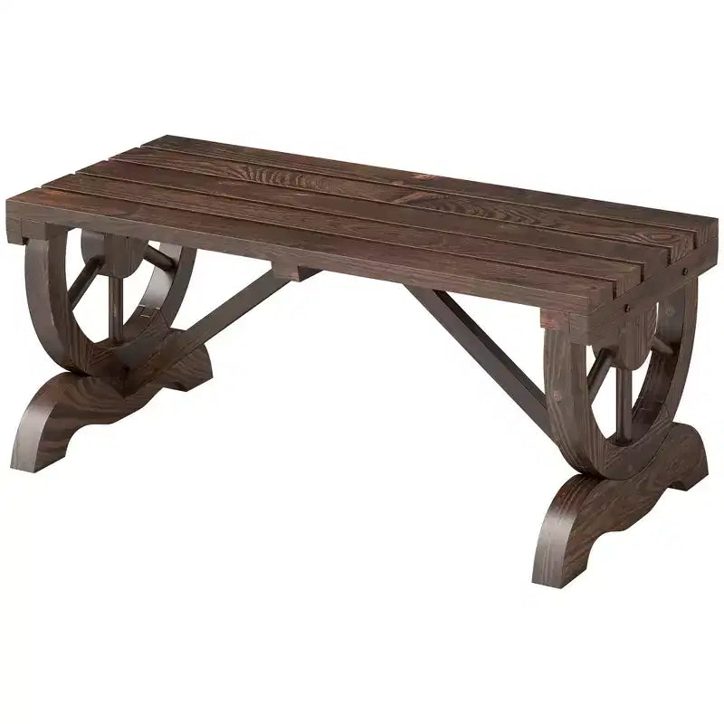 Banc de jardin Outsunny 2 places, banc de porche extérieur avec roues de chariot, pour cour arrière, patio, jardin