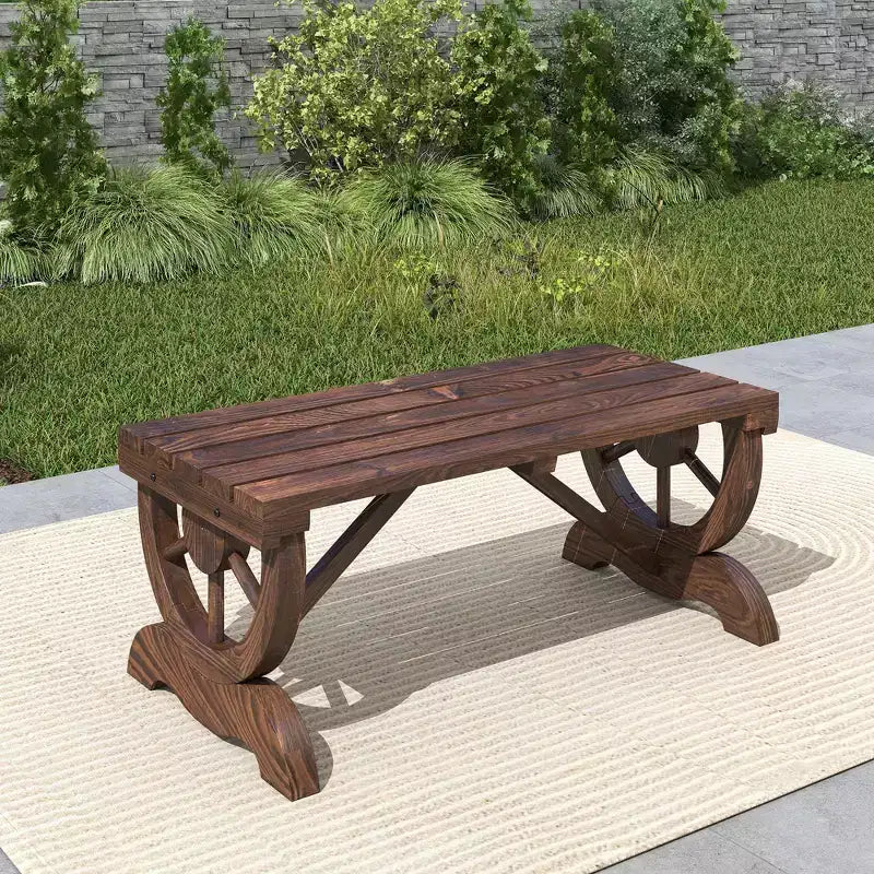 Banc de jardin Outsunny 2 places, banc de porche extérieur avec roues de chariot, pour cour arrière, patio, jardin