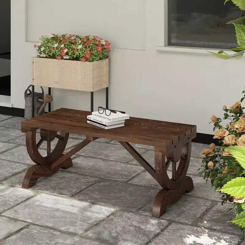 Banc de jardin Outsunny 2 places, banc de porche extérieur avec roues de chariot, pour cour arrière, patio, jardin