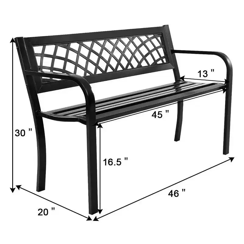 Banc de jardin Costway pour terrasse et porche, chaise de chemin, cadre en acier pour l'extérieur