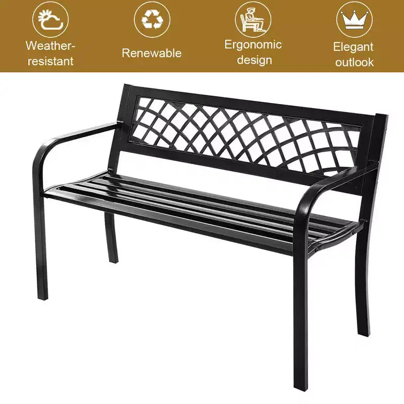 Banc de jardin Costway pour terrasse et porche, chaise de chemin, cadre en acier pour l'extérieur