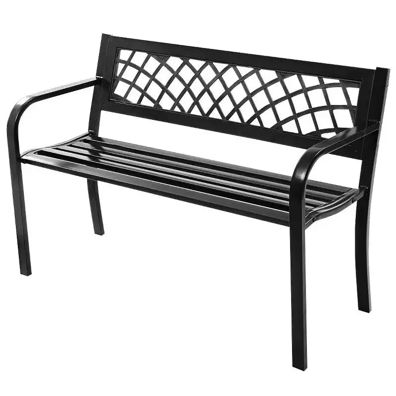 Banc de jardin Costway pour terrasse et porche, chaise de chemin, cadre en acier pour l'extérieur