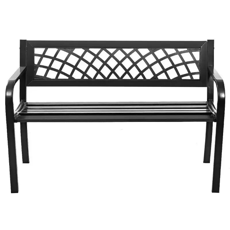 Banc de jardin Costway pour terrasse et porche, chaise de chemin, cadre en acier pour l'extérieur