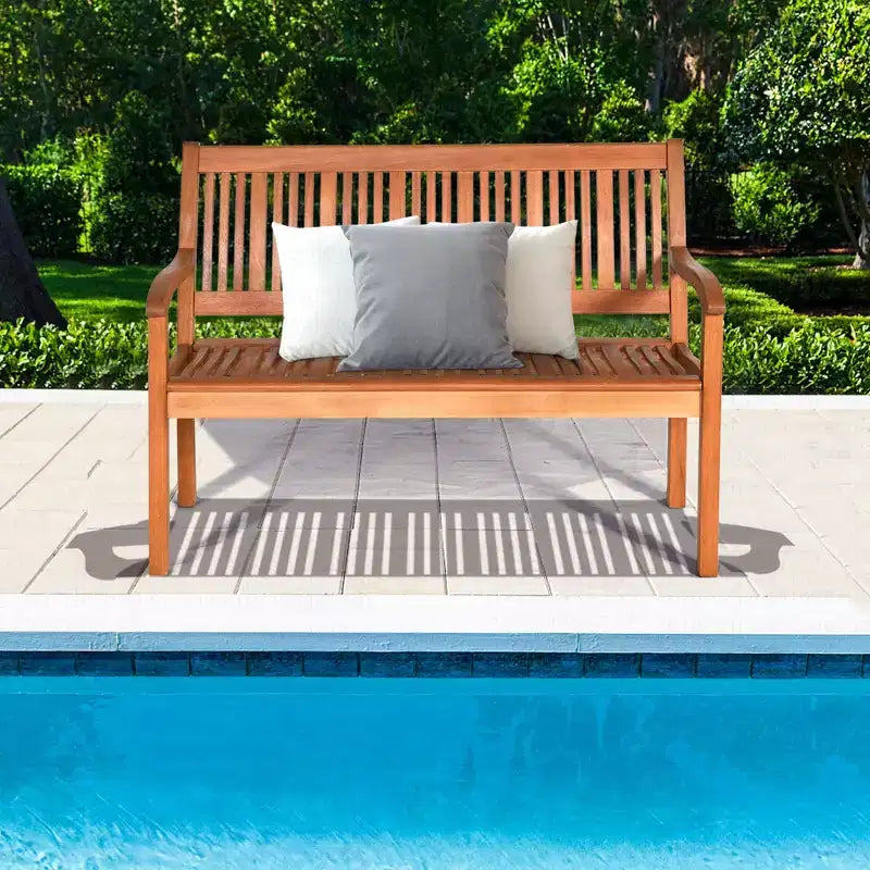 Banc de jardin d'extérieur 50'' deux places Costway, banquette en bois massif avec accoudoirs