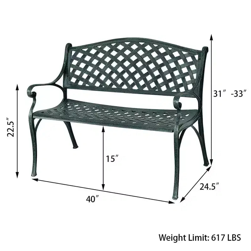 Costway Banc de jardin extérieur antique 40'' Cadre en aluminium Sièges Chaise Mobilier de jardin