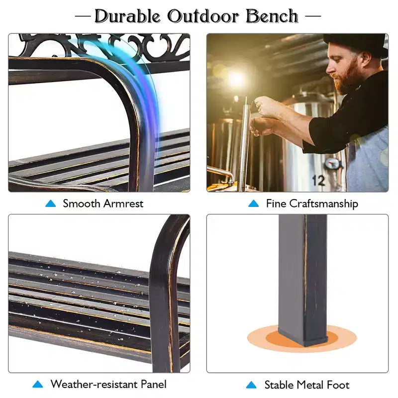 Banc de jardin Costway Mobilier d'extérieur Chemin de porche Causeuse