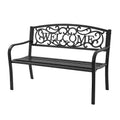 Costway Garden Bench Park Yard Outdoor Furniture Steel Frame Porch Path Loveseat Black