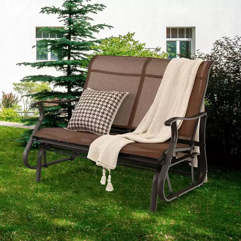 Costway Balancelle planeur 2 places pour terrasse, banquette, causeuse, chaise à bascule, dossier haut pour terrasse