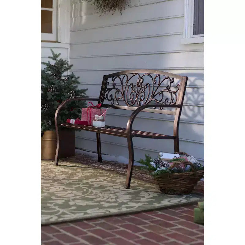 Banc de jardin en métal Evergreen Blooming