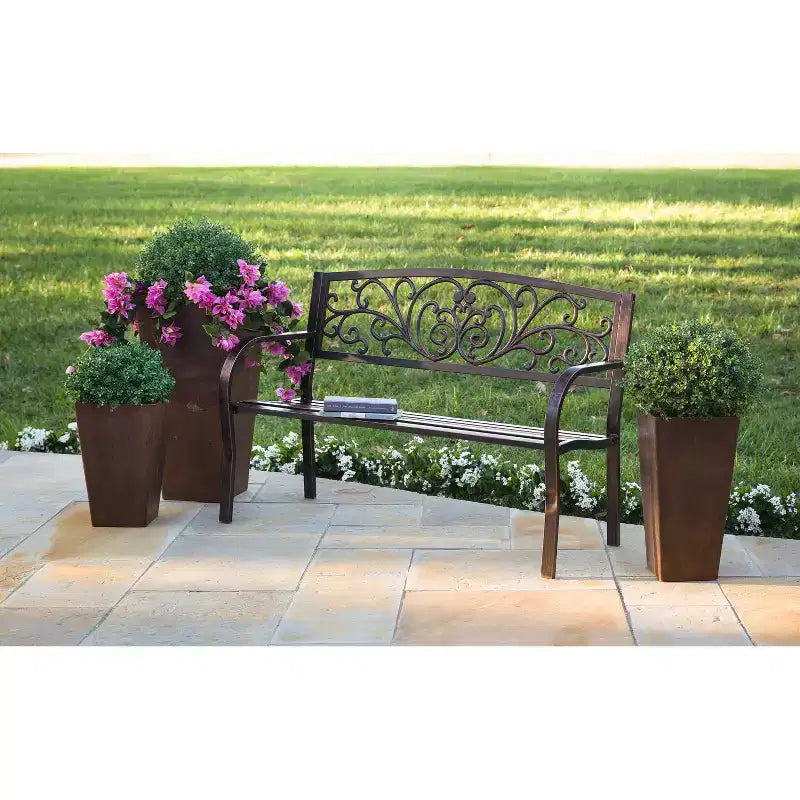 Banc de jardin en métal Evergreen Blooming